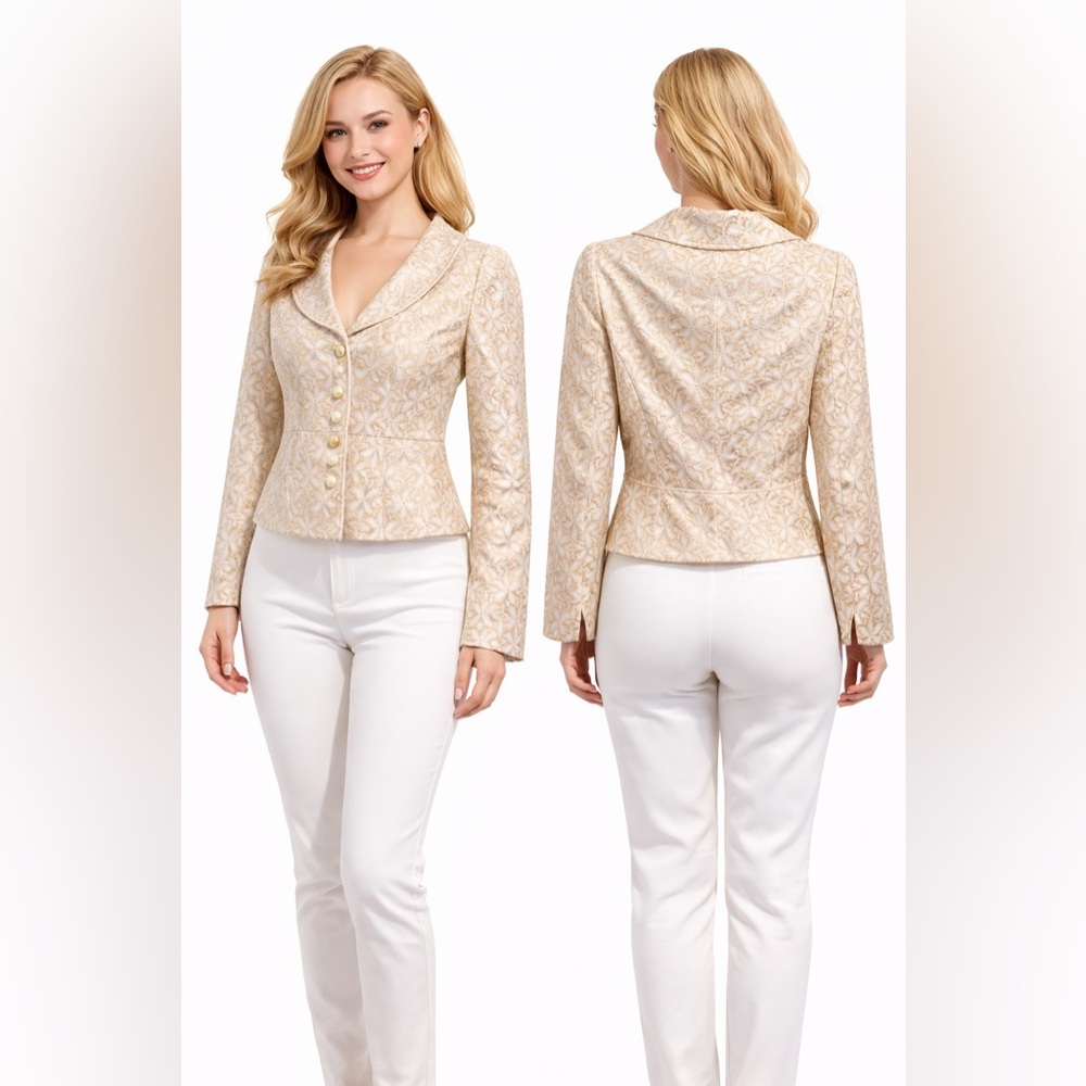 Walter Lace Blazer Jacket Cream Button Front |
Size 4 | Evening Chic